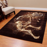 DonnieAnn Skinz Design Skeleton Rock N Roll Black Color Area Rug (5'2.5x7'2.5) - 5'2 X 7'2
