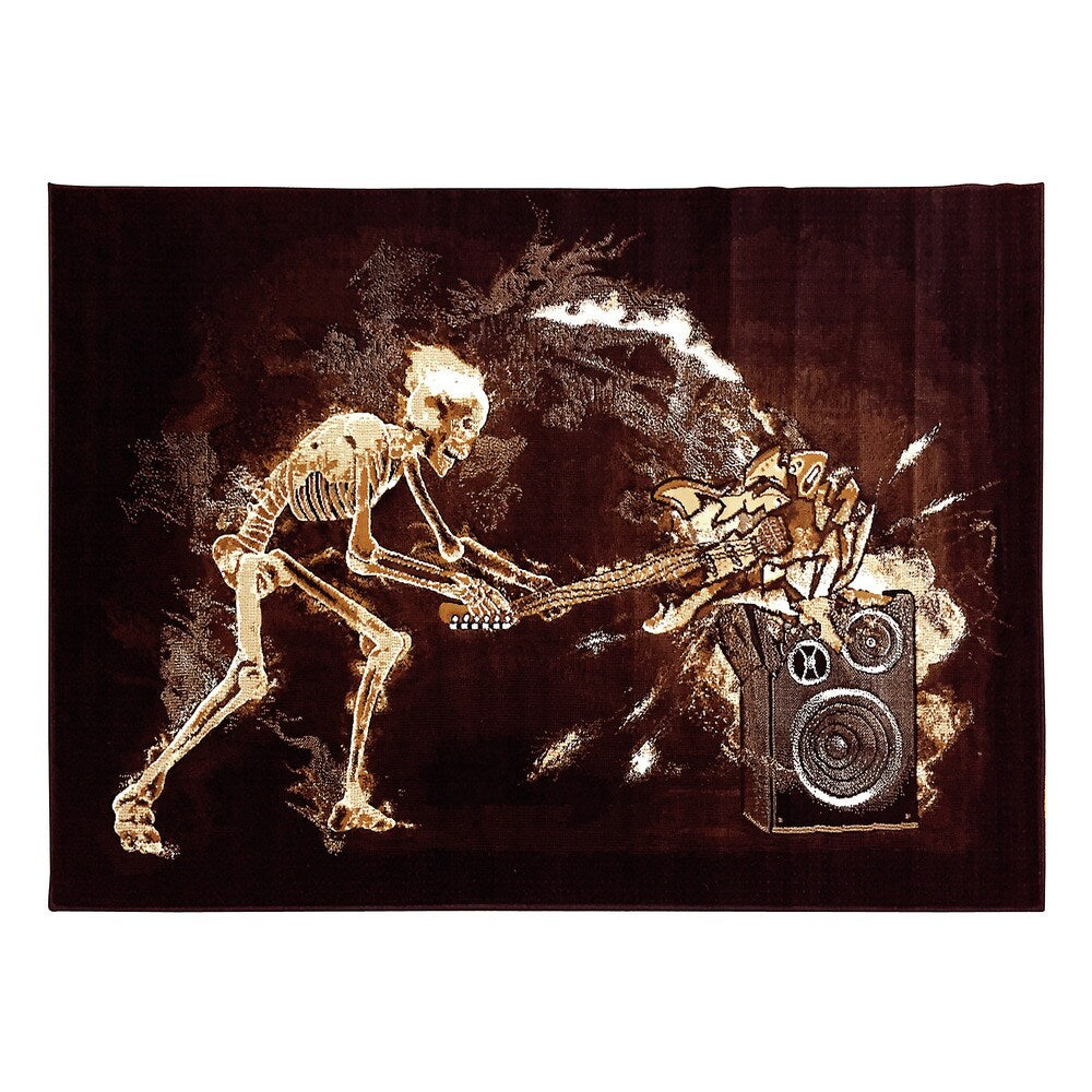 DonnieAnn Skinz Design Skeleton Rock N Roll Black Color Area Rug (5'2.5x7'2.5) - 5'2 X 7'2