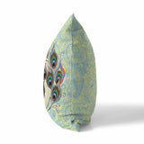 Skyblue And Yellow Paisley Peacock Dreams Faux Suede Throw Pillow Zipper