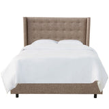 Skyline Furniture Button Tufted Wingback Bed in Swagger Stone