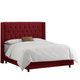 Skyline Furniture Berry Velvet Diamond Tufted Wingback Nail Bed