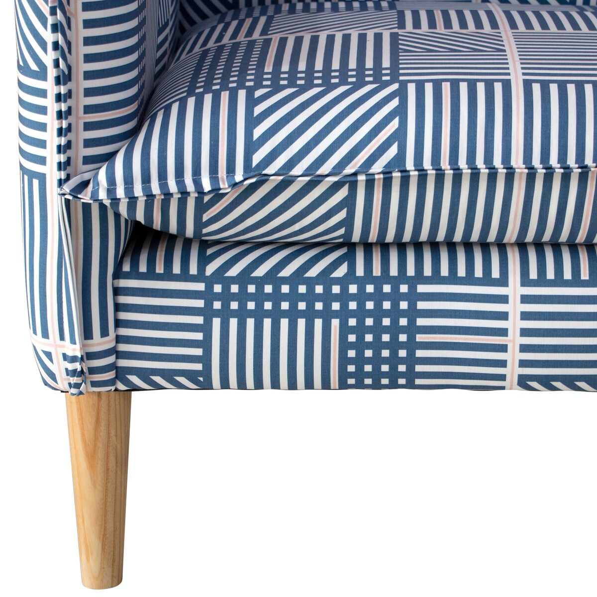 Skyline Furniture French Seam Chair in Framed Stripe Navy Blush - N/A