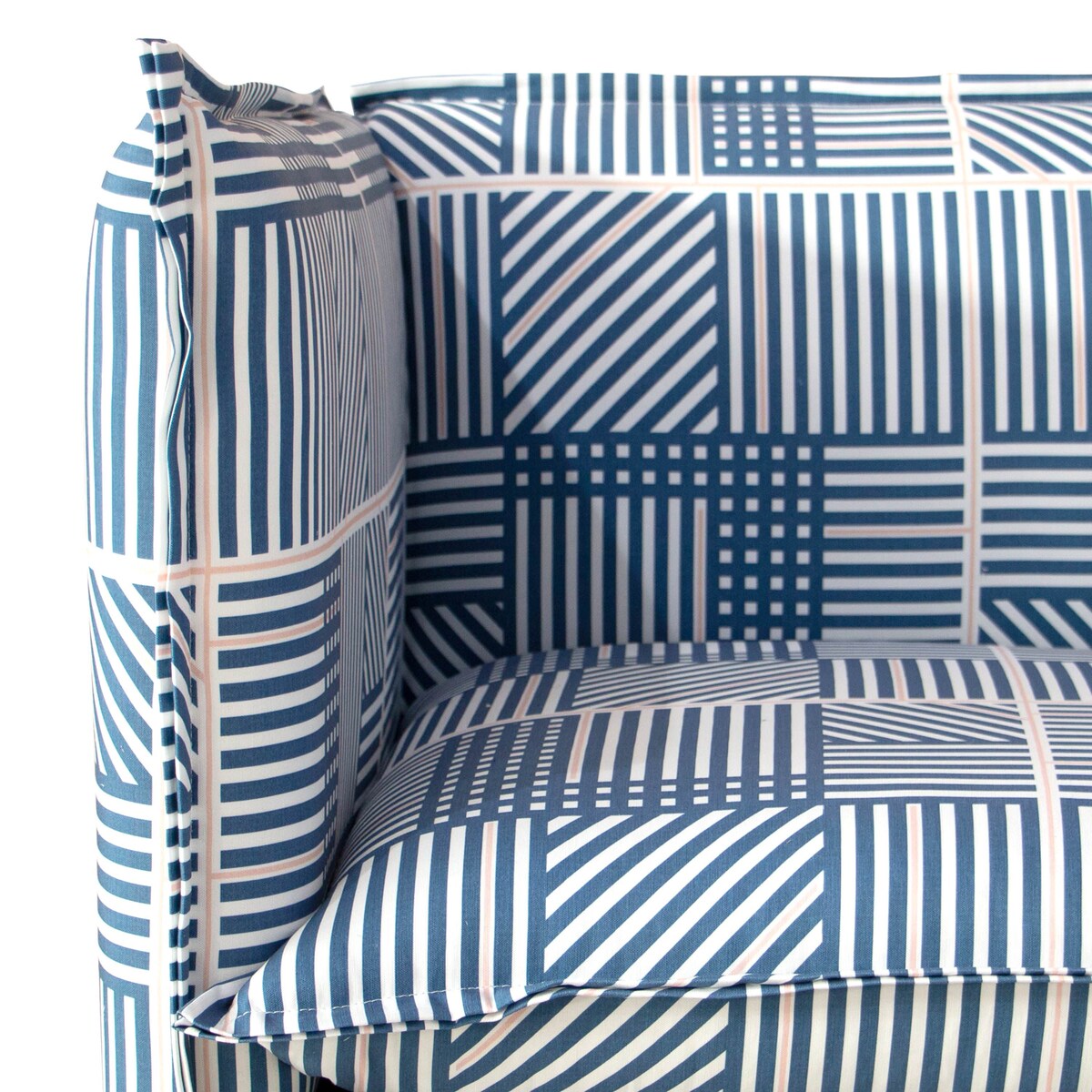 Skyline Furniture French Seam Chair in Framed Stripe Navy Blush - N/A