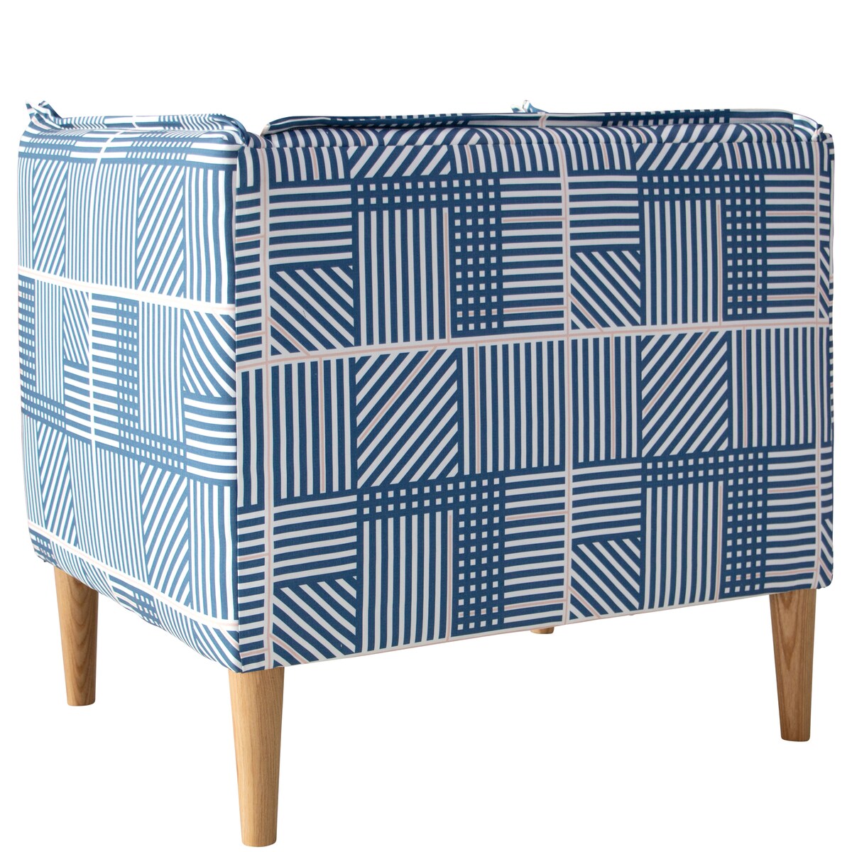 Skyline Furniture French Seam Chair in Framed Stripe Navy Blush - N/A