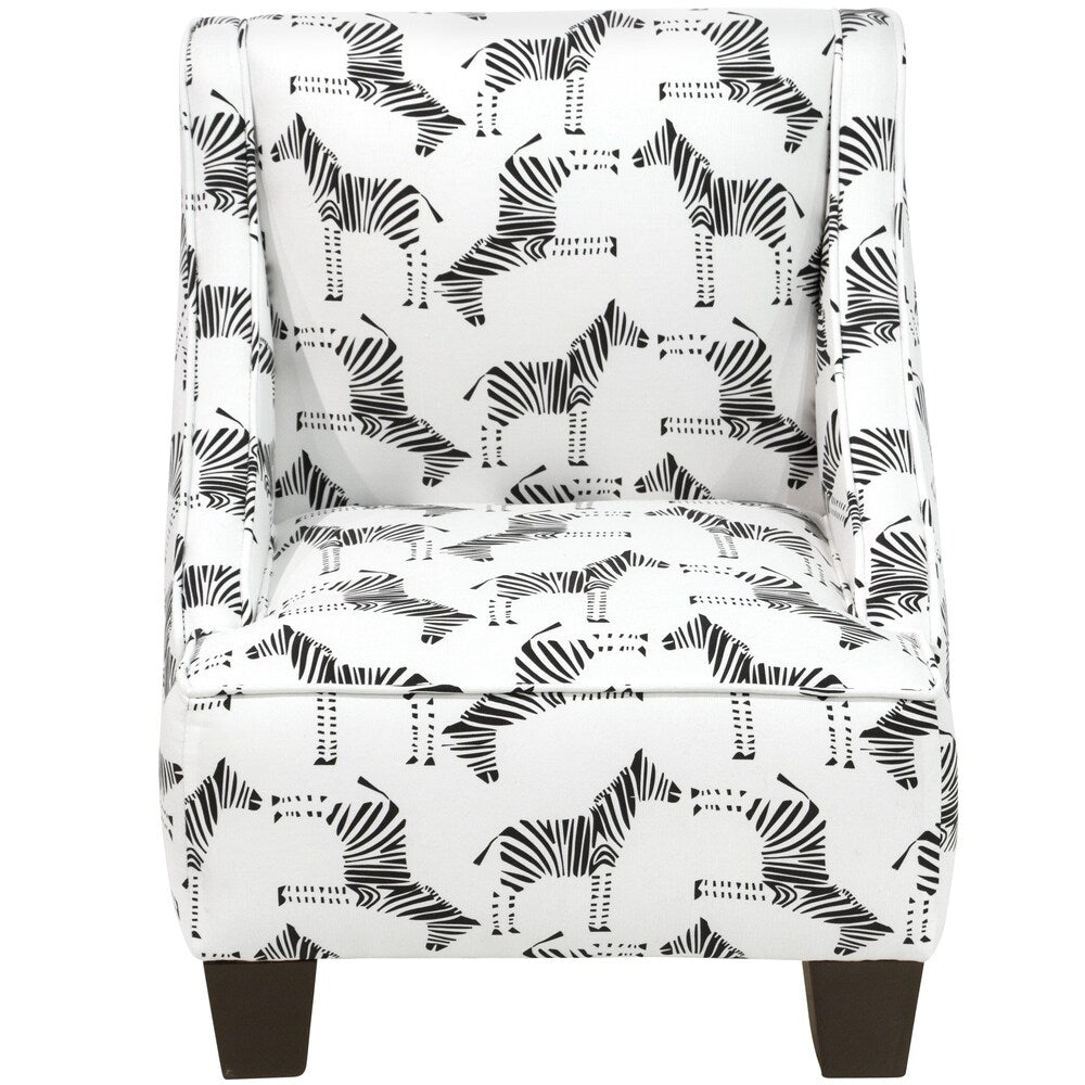 Skyline Furniture Kids Swoop Arm Chair in Block Zebra Black White - 18"W X 18"D X 22"H