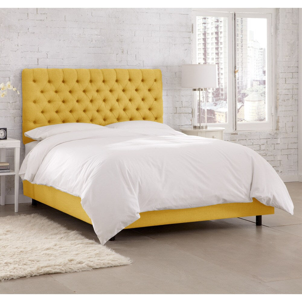 Skyline Furniture Linen French Yellow Tufted Bed