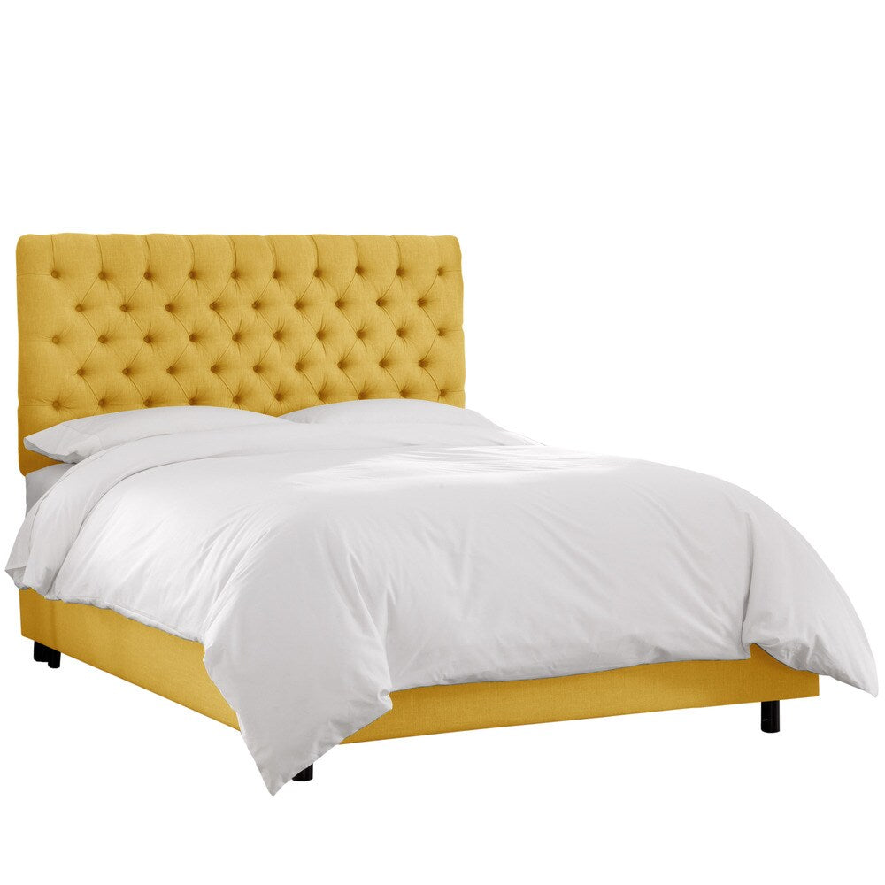 Skyline Furniture Linen French Yellow Tufted Bed