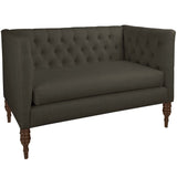 Skyline Linen-Upholstered, Tufted Loveseat with Wooden Legs - N/A