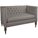 Skyline Linen-Upholstered, Tufted Loveseat with Wooden Legs - N/A