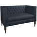 Skyline Linen-Upholstered, Tufted Loveseat with Wooden Legs - N/A