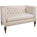 Skyline Linen-Upholstered, Tufted Loveseat with Wooden Legs - N/A