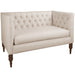 Skyline Linen-Upholstered, Tufted Loveseat with Wooden Legs - N/A