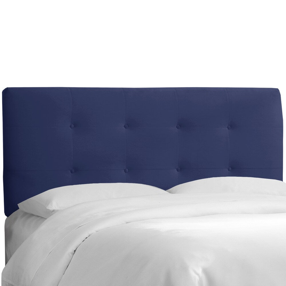 Skyline Furniture Tufted Navy Velvet Upholstered Headboard