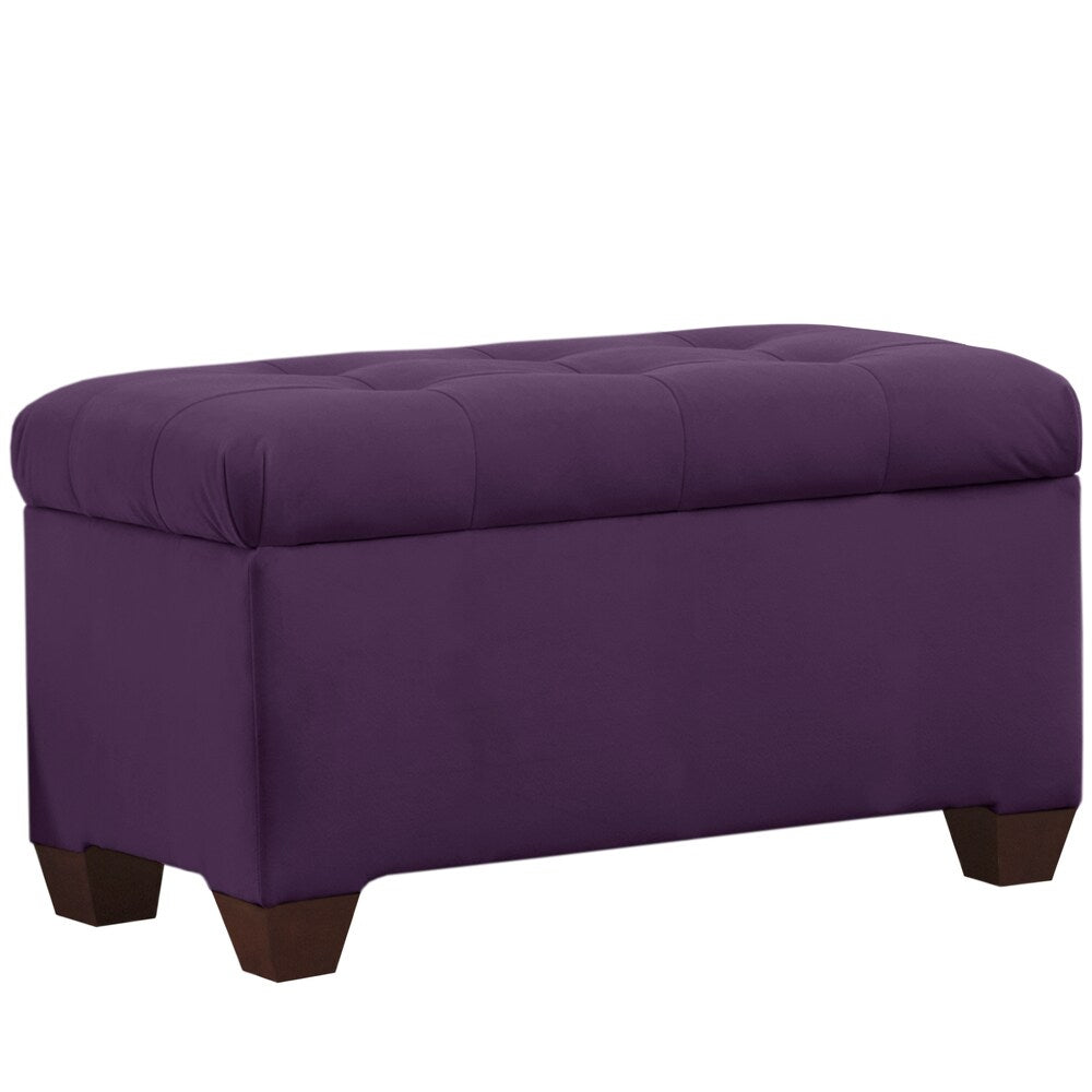 Skyline Furniture Tufted Storage Bench in Velvet Aubergine - N/A