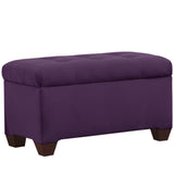 Skyline Furniture Tufted Storage Bench in Velvet Aubergine - N/A