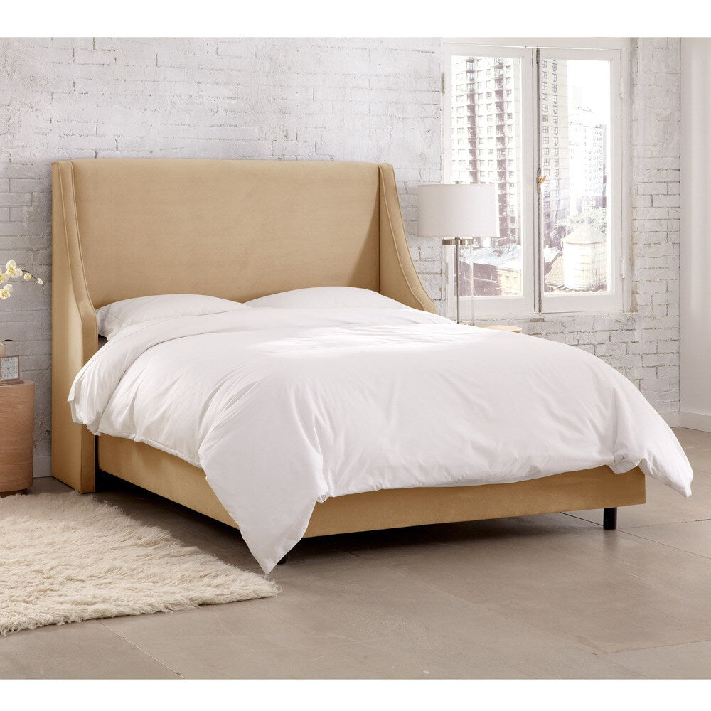 Skyline Furniture Velvet Buckwheat Swoop Arm Wingback Bed