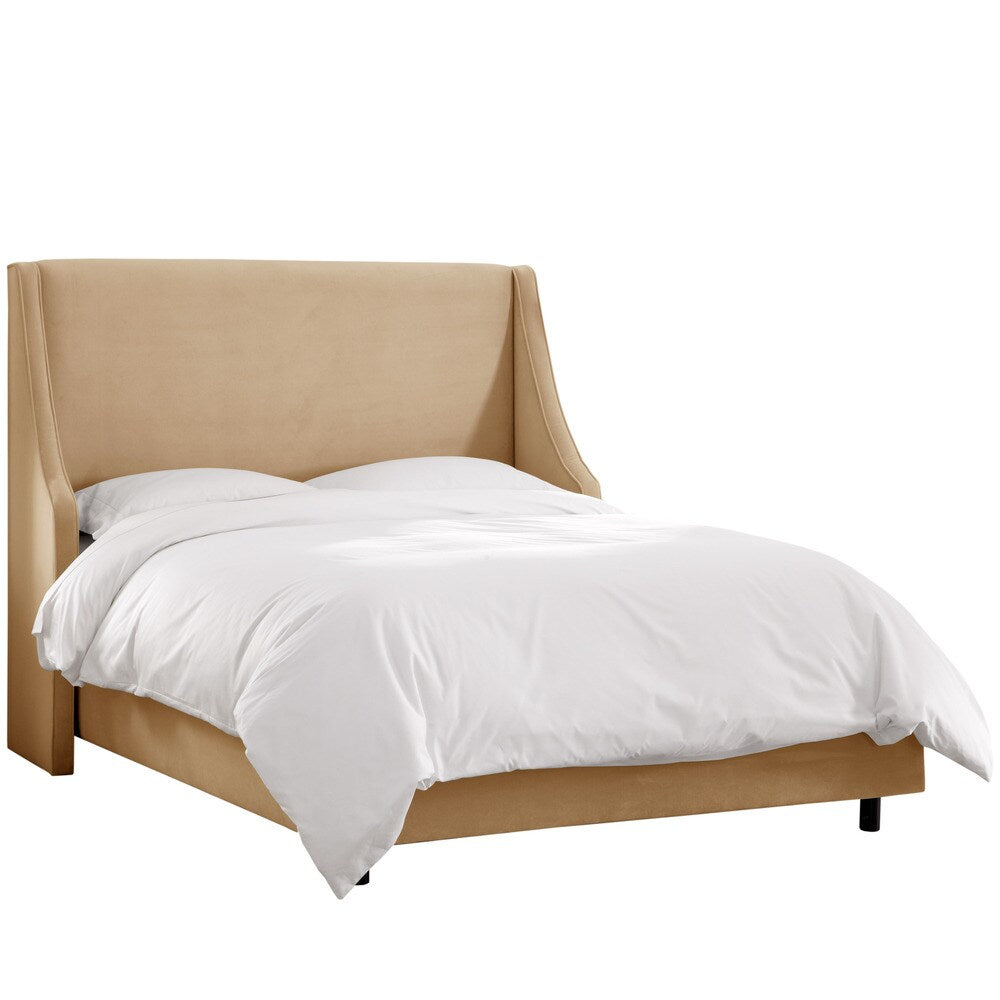 Skyline Furniture Velvet Buckwheat Swoop Arm Wingback Bed