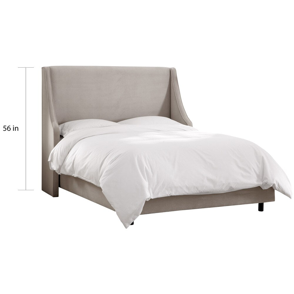 Skyline Furniture Velvet Light Grey Swoop Arm Wingback Bed