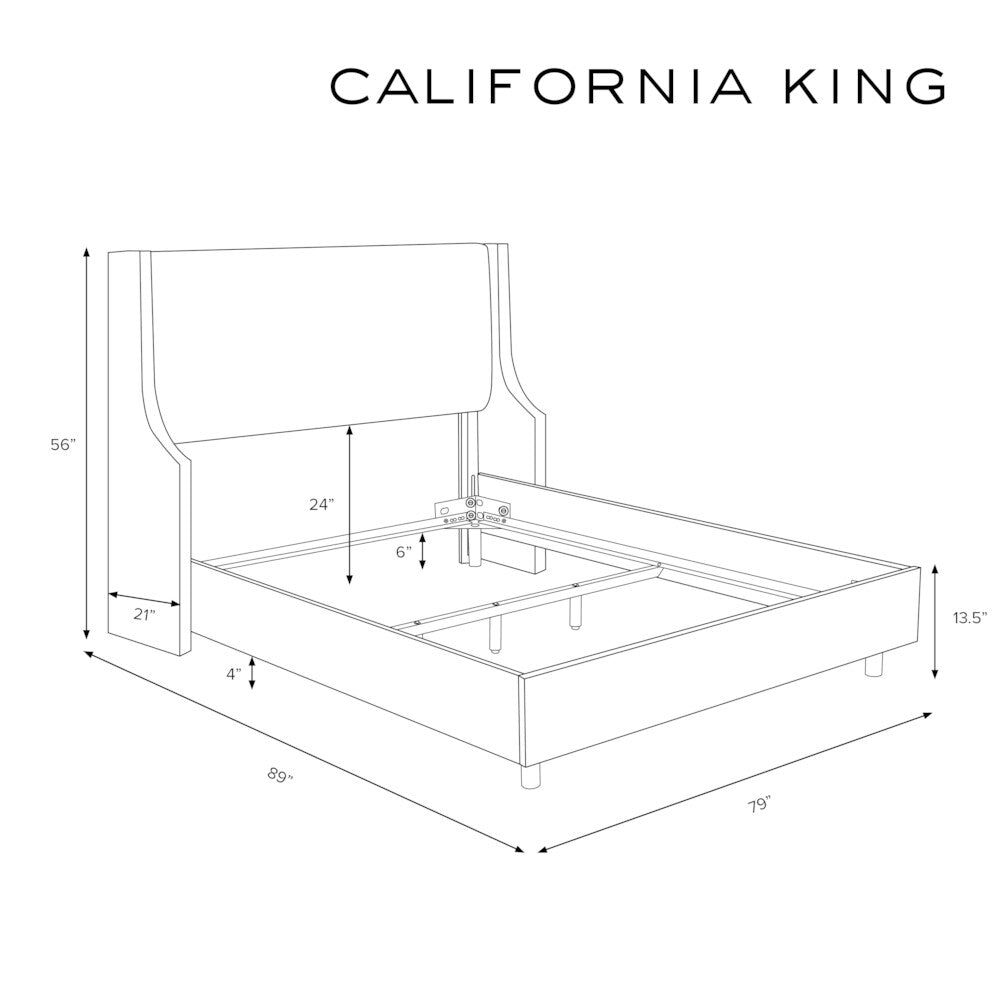 Skyline Furniture Velvet Light Grey Swoop Arm Wingback Bed