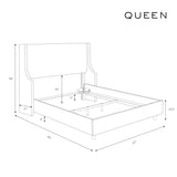 Skyline Furniture Velvet Light Grey Swoop Arm Wingback Bed