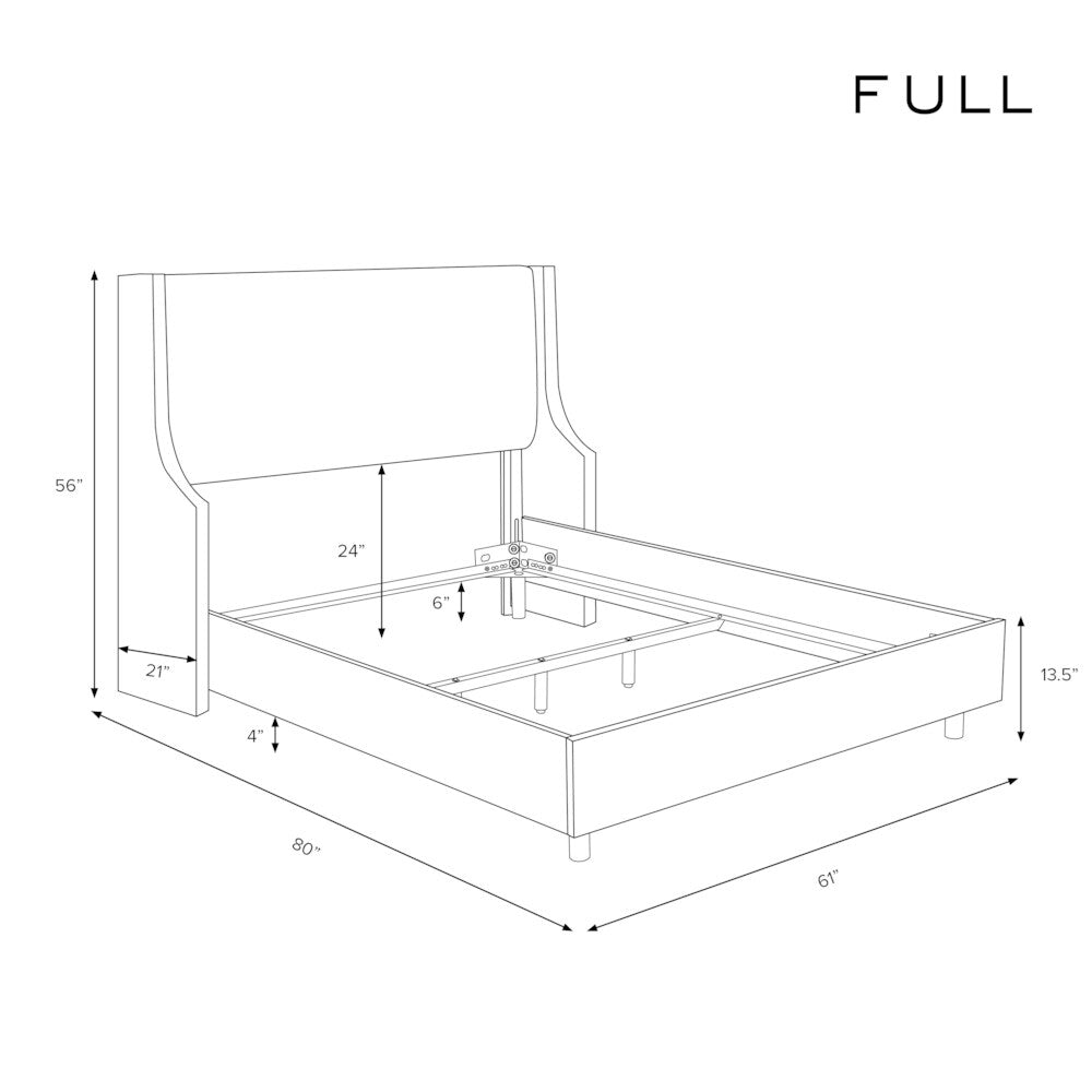 Skyline Furniture Velvet Light Grey Swoop Arm Wingback Bed