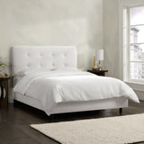 Skyline Furniture White Velvet Tufted Bed