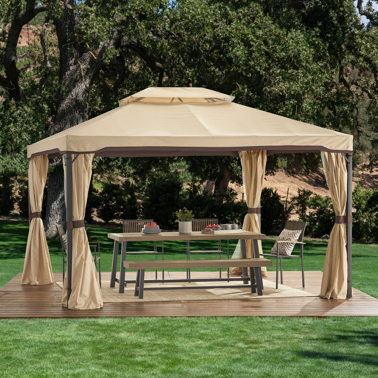 Skyline Outdoor Outdoor 10' x 12' Gazebo with Water Resistant Canopy by Christopher Knight Home