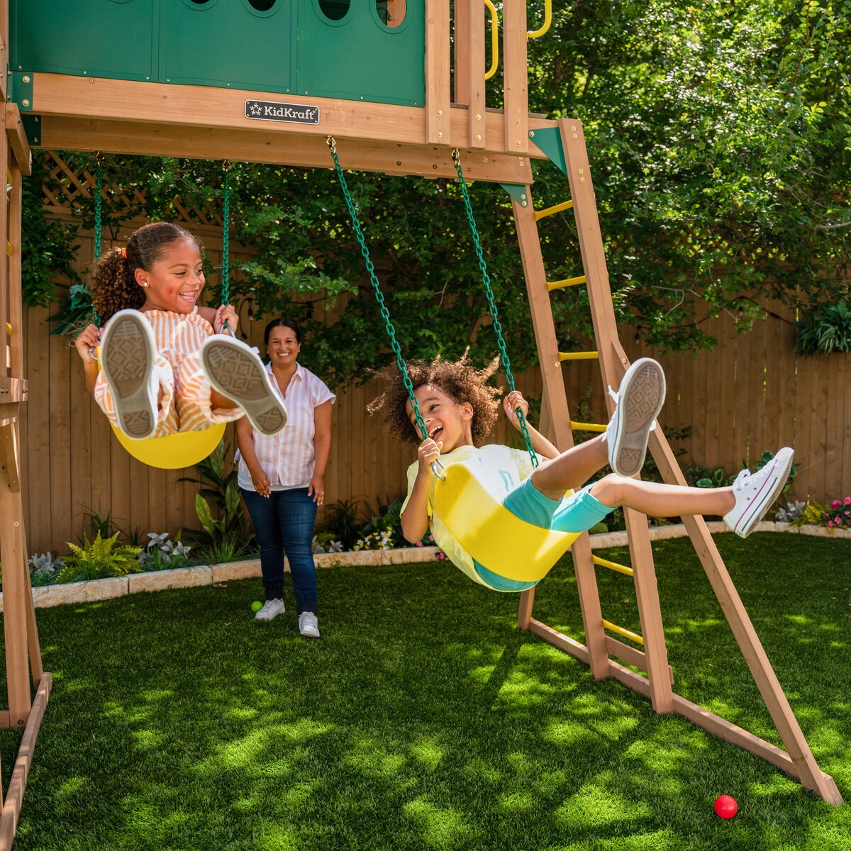 Skyway Resort Wooden Outdoor Swing Set / Playset