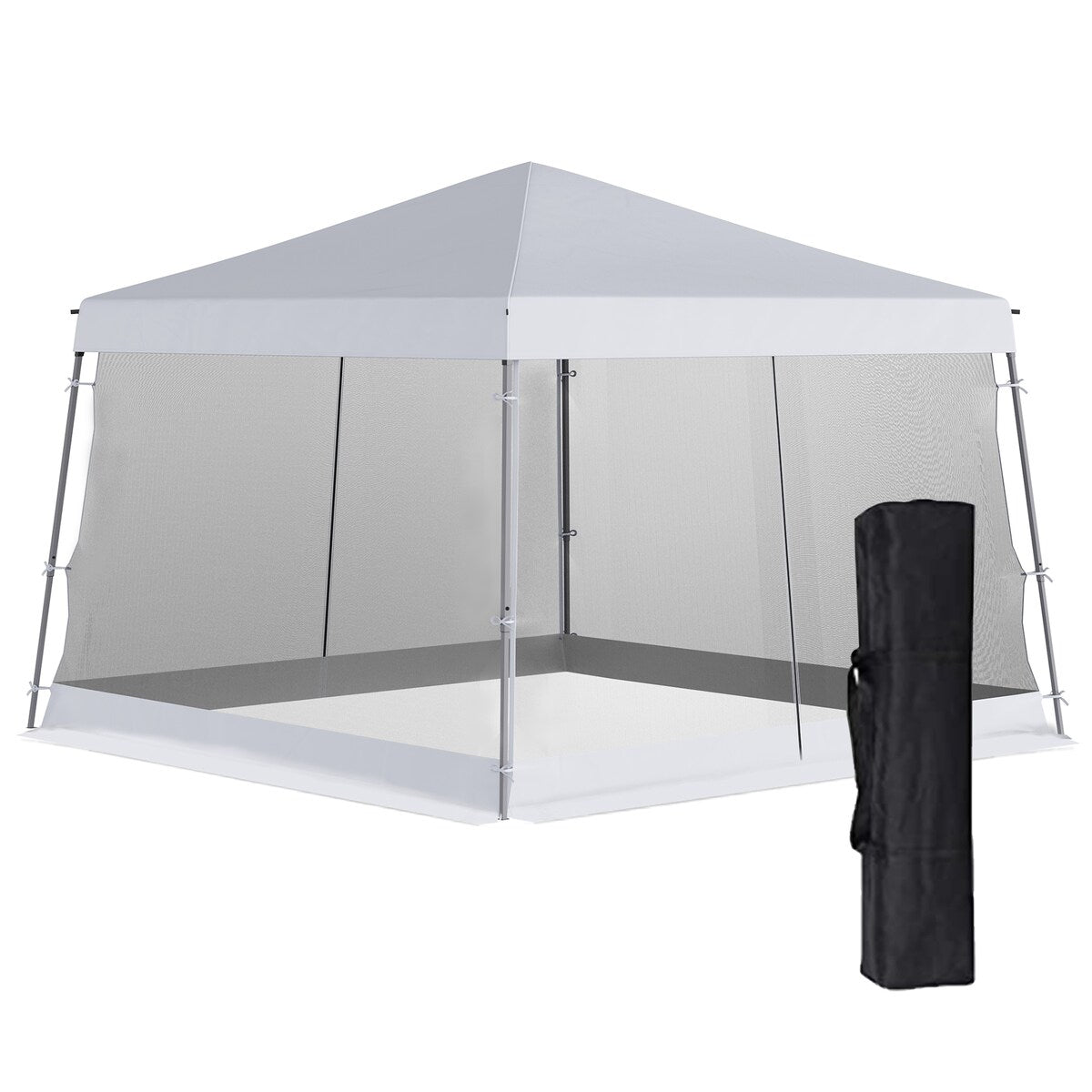 Slant Leg Pop Up Canopy Tent with Netting and Carry Bag