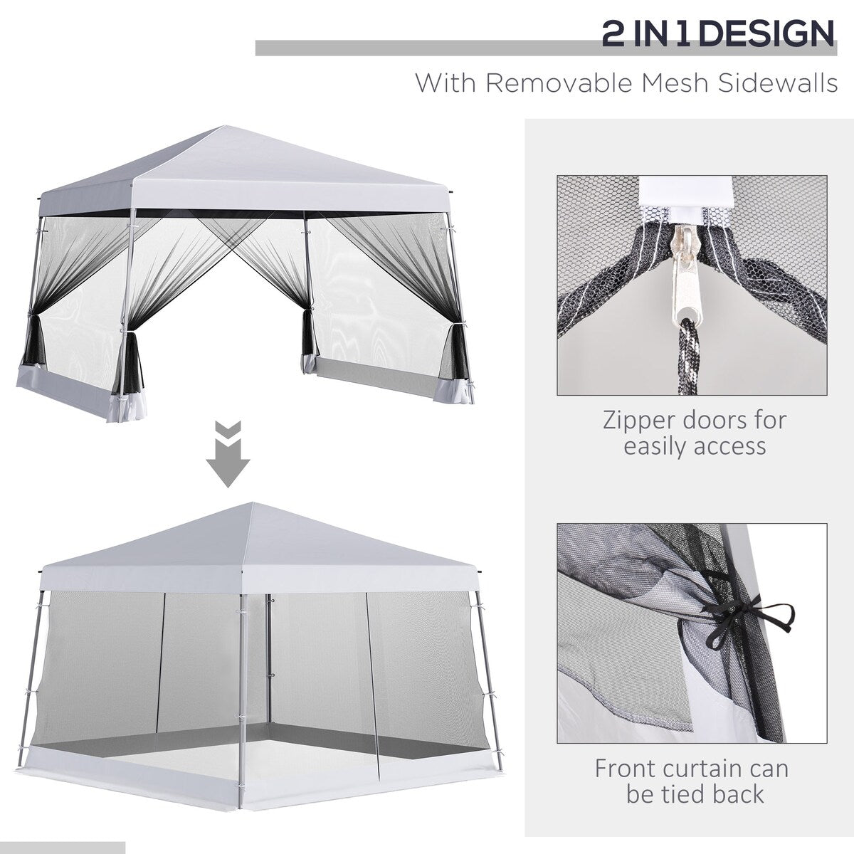 Slant Leg Pop Up Canopy Tent with Netting and Carry Bag