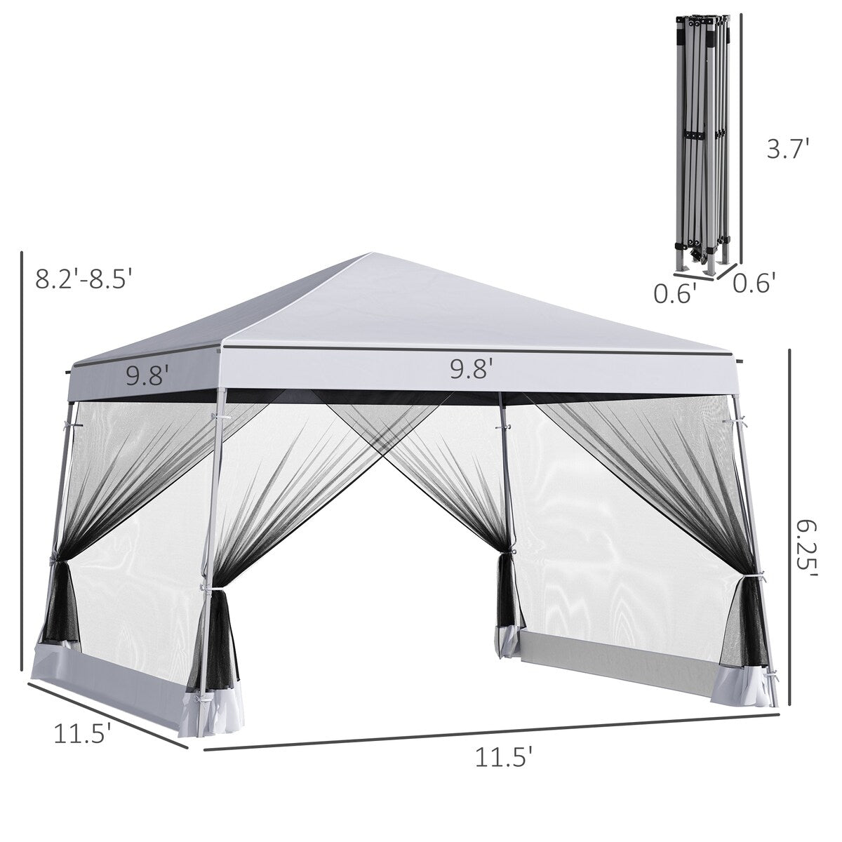 Slant Leg Pop Up Canopy Tent with Netting and Carry Bag