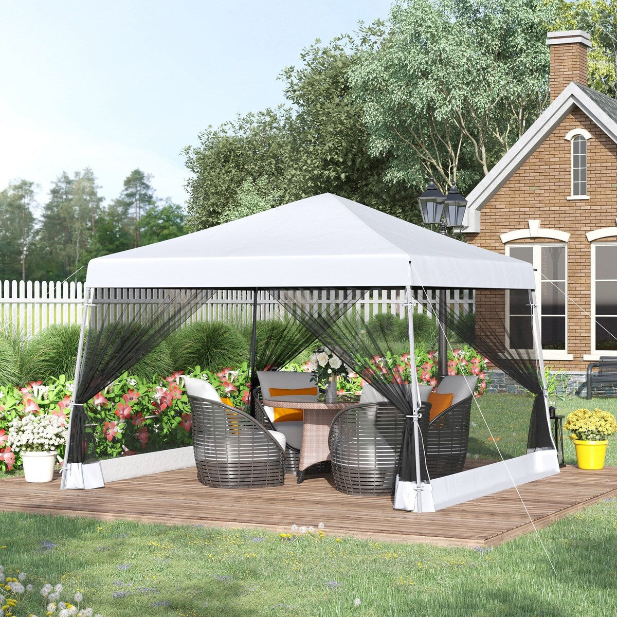 Slant Leg Pop Up Canopy Tent with Netting and Carry Bag