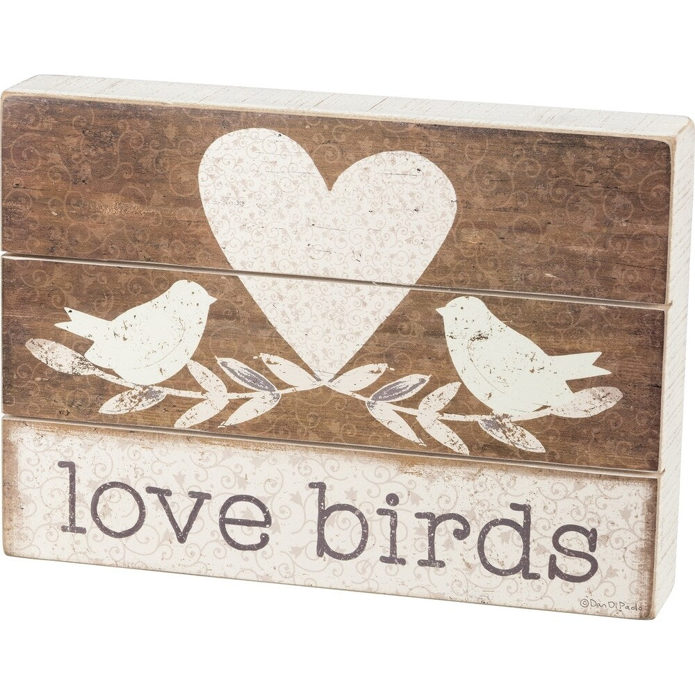 Slat Box Sign - Love Birds