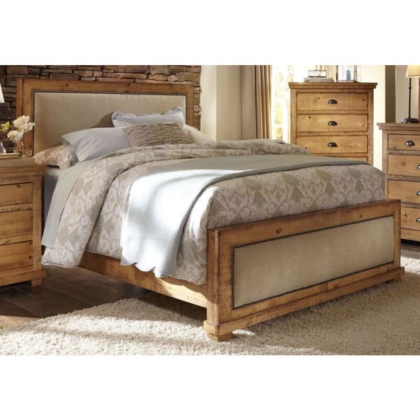 Slat Upholstered Pinewood King-size Headboard