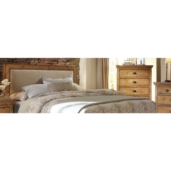 Slat Upholstered Pinewood King-size Headboard