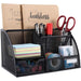 Homeroots Sleek Matte Black 6 Compartment Desk Organizer - 8.7" x 5.5" x 5"