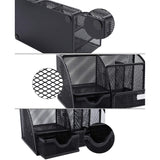 Homeroots Sleek Matte Black 6 Compartment Desk Organizer - 8.7" x 5.5" x 5"