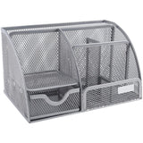 Homeroots Sleek Matte Black 6 Compartment Desk Organizer - 8.7" x 5.5" x 5"