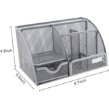Homeroots Sleek Matte Black 6 Compartment Desk Organizer - 8.7" x 5.5" x 5"