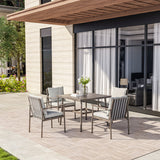 SleekLine 4 - Person Outdoor Aluminum Rectangular Dining Set with Cushions