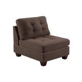 Sleeper Sofa 6pc Set Living Room Furniture Corner L-Sectional Black Coffee Linen Like Fabric Tufted Nail Sofa, Ottoman