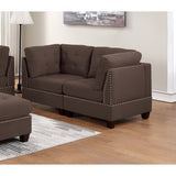 Sleeper Sofa 6pc Set Living Room Furniture Corner L-Sectional Black Coffee Linen Like Fabric Tufted Nail Sofa, Ottoman