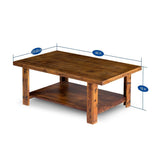 Sleeplanner Natural Marble Brown Solid Wood Coffee Table/ Cocktail Table