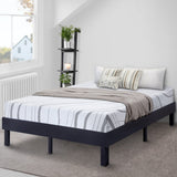 Sleeplanner Wood Platform Bed Steel Slat Support Modern Black 14WF03Q