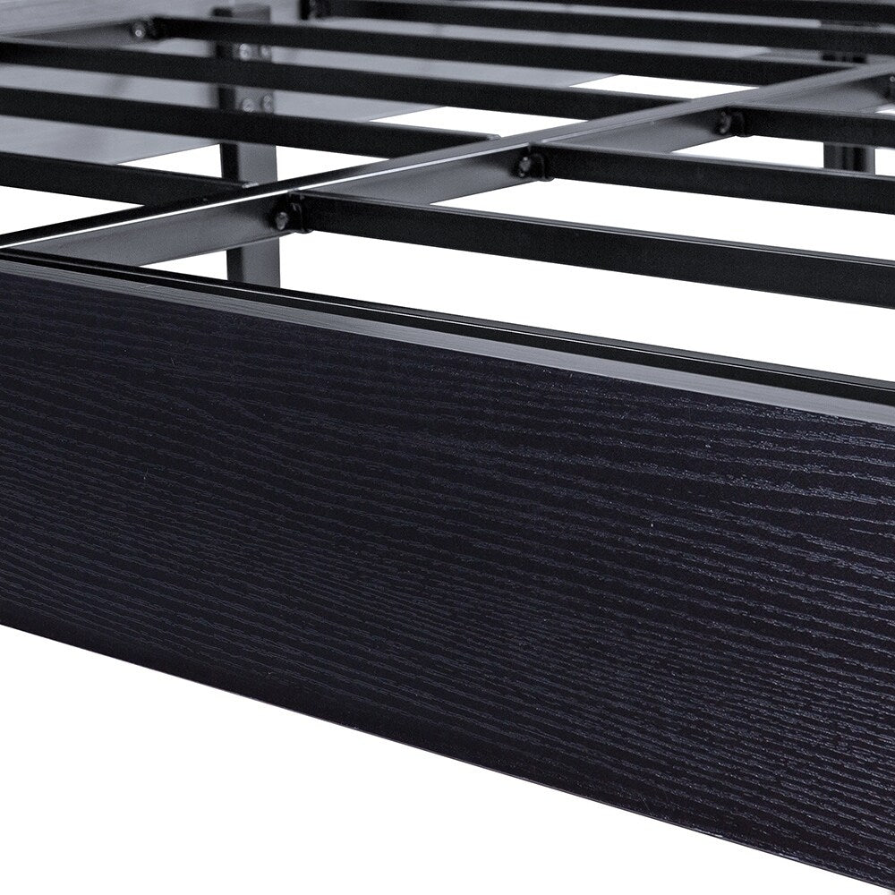 Sleeplanner Wood Platform Bed Steel Slat Support Modern Black 14WF03Q