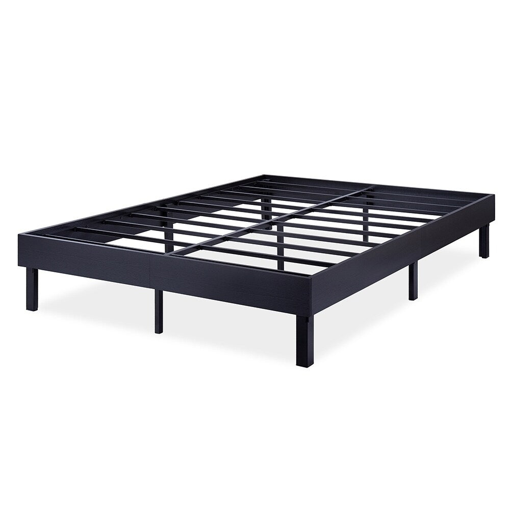 Sleeplanner Wood Platform Bed Steel Slat Support Modern Black 14WF03Q