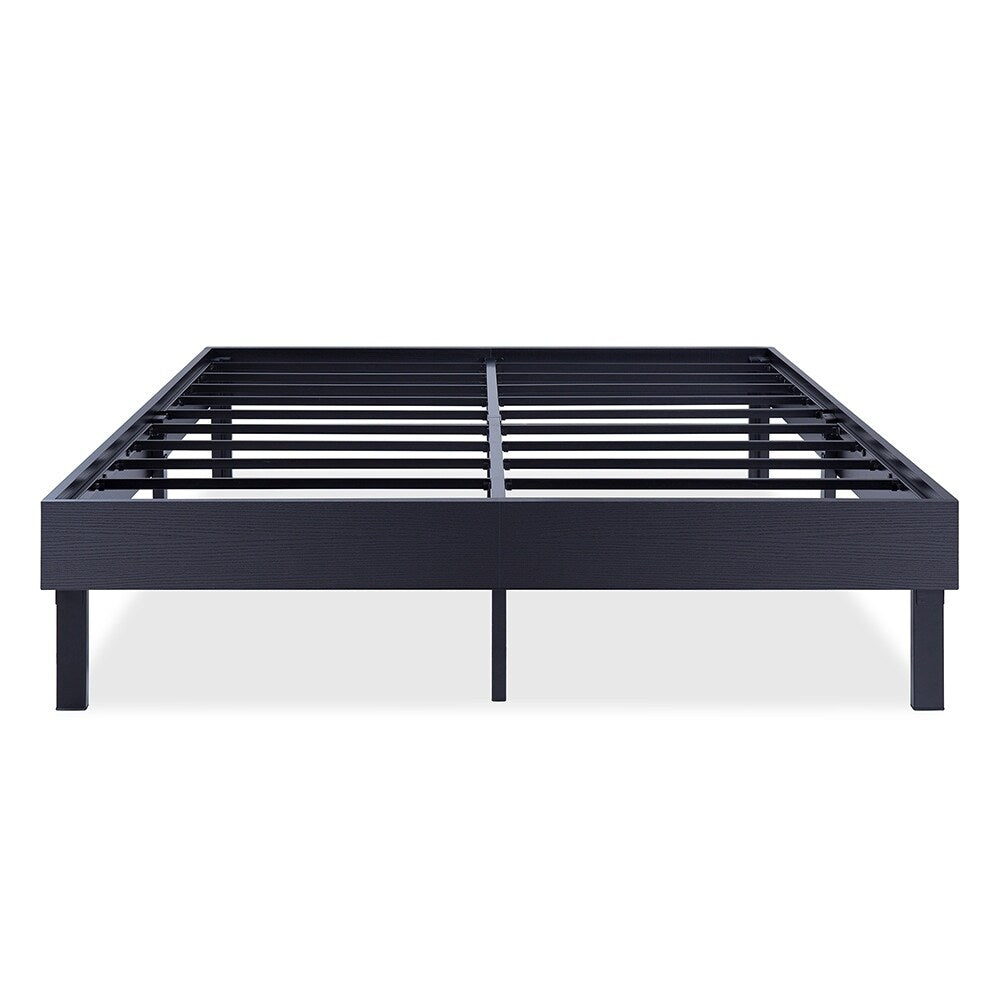 Sleeplanner Wood Platform Bed Steel Slat Support Modern Black 14WF03Q