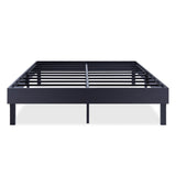 Sleeplanner Wood Platform Bed Steel Slat Support Modern Black 14WF03Q