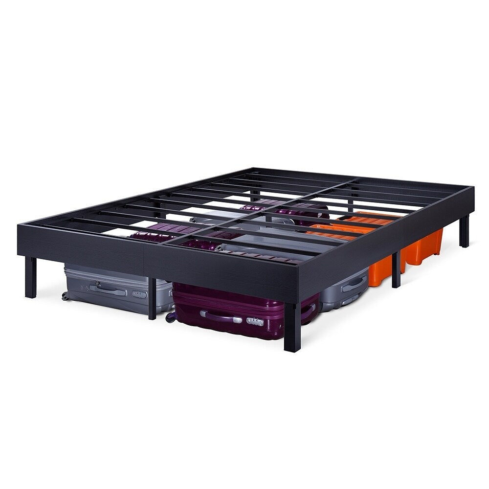 Sleeplanner Wood Platform Bed Steel Slat Support Modern Black 14WF03Q