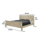 Sleigh Design Wooden King Size Headboard and Footboard, Champagne Gold